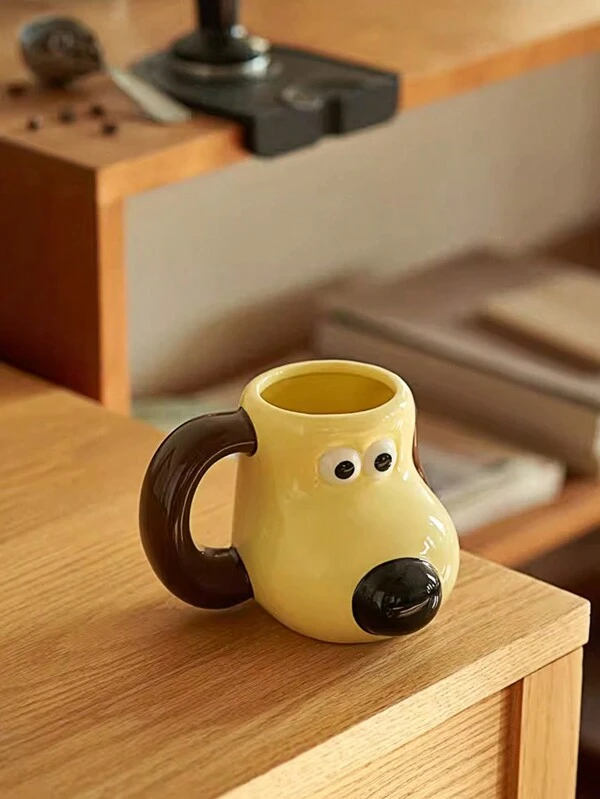 1pc 520ml Large Capacity Cartoon Ceramic Mug, Creative Coffee Cup For Office Drink Water At Home, Suitable As Gift For Children Yellow