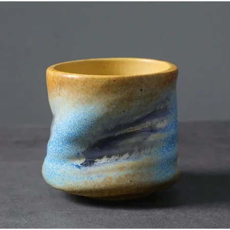 1pc Vintage Style Hand-Made Coarse Pottery Espresso Cup, Creative Retro Latte Cup With Unique Design, Suitable For Daily Use Multicolor