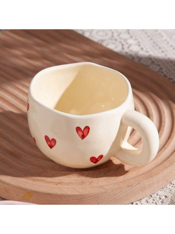 Creative Heart Shaped Ceramic Mug, High-Quality Water Cup For Home, Couples, Cute Office Coffee Cup Yellow