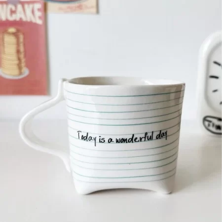 1pc Nordic Style Ceramic English Alphabet Mug, INS Style Color Glazed Creative American Style Ceramic Mug, Large Capacity Mug Cup For Home Use, Nordic Exquisite Afternoon Tea/Coffee Mug, Suitable For Home Kitchen Life, Birthday Gift, Holiday Blessing, Suitable As Gift For Boyfriend Or Girlfriend Multicolor