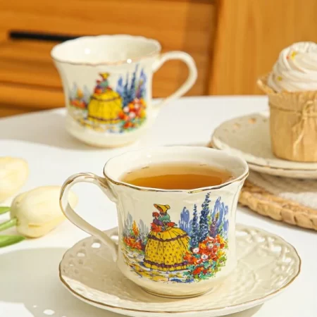 Vintage Forest European Style Ceramic Coffee Cup Multicolor